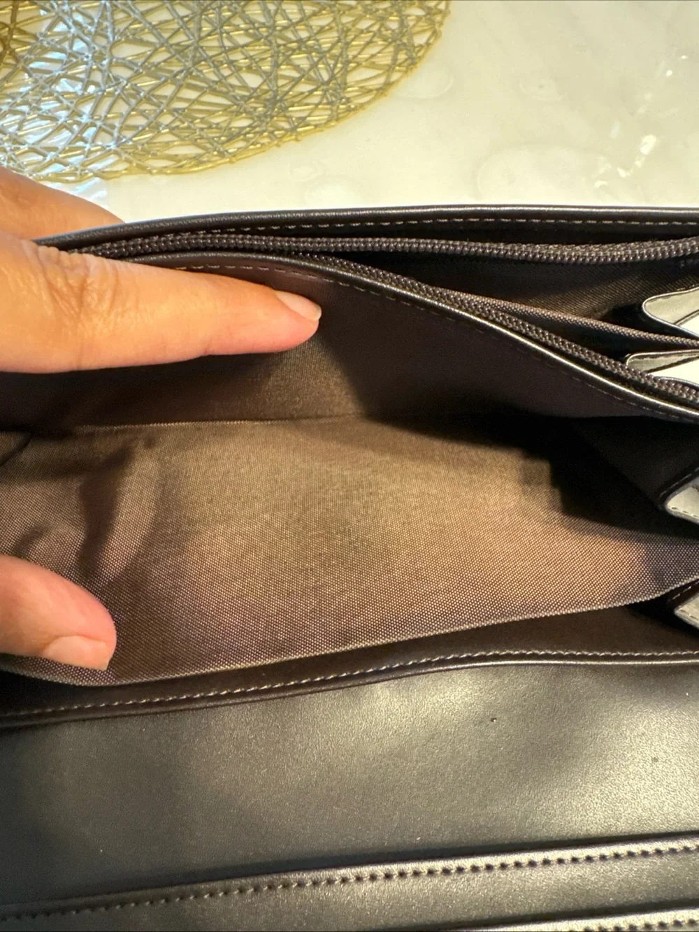 Balenciaga Dark Brown Leather & Beige Logo Continental Wallet BB